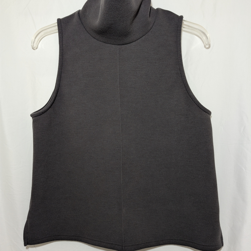 OGL Turtleneck Sleeveless Top Medium Gray A-Line Split Hem Minimalist Chic - Picture 3 of 5